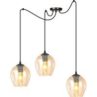 Lampada a Sospensione Level, Acciaio verniciato a polvere, Vetro, Nero, Ambra, 14x200x28 cm