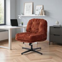 MEUBLES COSY Silla de oficina, sillón de salón con función de inclinación, rotación de 360°, adecuada para dormitorio y oficina, pana roja