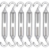 M5 Tendeur Cable Acier Inoxydable, Lot de 6 Tendeur de Fil Crochet et Crochet Réglable Heavy Duty Tension Hook & Hook pour Corde Cable Fil à Linge, Grillagefor Sun Shade Installation