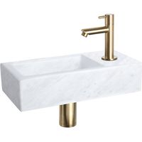 Differnz Helios Set lave-mains 37.5x18.5cm marbre robinet droit doré mat