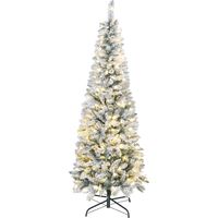 Albero di Natale Innevato con 180 Luci LED a 11 Effetti e 479 Rami, Ø65x180 cm, Verde e Bianco
