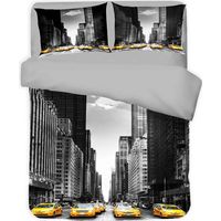 COPRIPIUMINO Rasatello HD FOTOGRAFICO NEW YORK Taxi Matrimoniale cm. 250x200