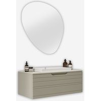 Mobile bagno sospeso con specchio led e lavabo Solmira - Tortora