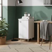 Meuble avec Rebord Blanc - Meuble Multiusage avec Pieds en Métal et Étagère Réglable - Préassemblé pour Salle de Bain, Buanderie, Cuisine et Entrée