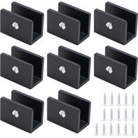 Glasklemmen für Glas, 8 Stück, eckig, Edelstahl, für 8-10 mm plane Flächen, für plane Flächen und Spiegel, schwarz