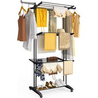 Vounot – Étendoir à linge pliable métal renforcé 125x62x173cm – Séchoir 4 niveaux avec roulettes – Capacité 35kg – Design compact et pliable