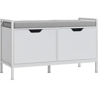 Banco zapatero con asiento cojín extraíble 4 pares 84x35x50 cm Blanco