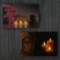 Décoshop26 – Toile de décoration murale LED x2 – Structure bois avec toile 100% polyester – Dimensions 60x40cm – DEC04016