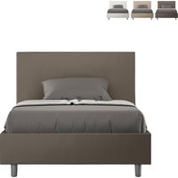 Letto una piazza e mezza con rete imbottito 120x190 similpelle cappuccino Adele