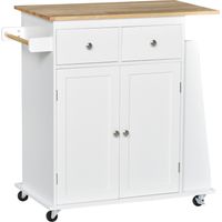 Portaspezie 3 Livelli Carrello da Cucina con 4 Ruote MDF e Truciolato Bianco 89x45x89cm