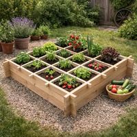 Carré potager en bois de sapin 90x90x27 cm avec géotextile - À monter soi-même