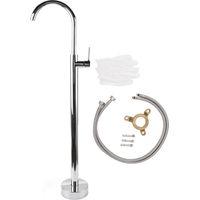 Robinet de baignoire sur pied Style européen Laiton Acier inoxydable Sans trou Support au sol Robinet pour lavabo à colonne Galvanoplastie
