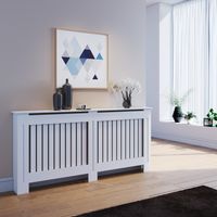 ELEGANT Radiator Covers Extra Large Modern Vertical Slat White Painted Cabinet Radiator Shelve for Living Room/Bedroom/Kitchen, EXTRA LARGE