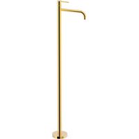 TRES 26285305OR STUDY Grifo Monomando con Toma a Suelo Lavabo Color Oro 24K - ref: 26285305OR