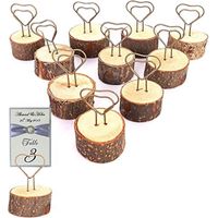 10 porte-noms/numéros de table rustiques en bois, avec pince décorative en forme de cœur, pour mariage ou mariage.