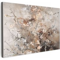CUADRO EN LIENZO Almendro en flor - Arte - Van Gogh - Beige - Abstracto Pinturas Grande 150x100 cm