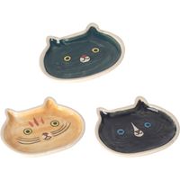 Plateau décoratif chat, lot de 3, design bohème, idéal pour la décoration intérieure, en céramique de haute qualité.