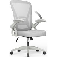 Fauteuil de Bureau - Naspaluro Ergonomique Siège - Fauteuil avec accoudoir rabattable à 90° - Support lombaire - Réglable en hauteur Gris