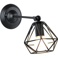 Wandleuchte, Wand Lampe, Im Industrial Stil, Diamant Käfig, E27 Fassung, 1 Stück (Schwarz)