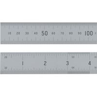 Fisher Satin Chrome Steel Rule 300mm (12in) Double-Sided Metric & Imperial 25mm Width