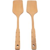 Lot de 2 spatules en bois pour la cuisson, ustensiles de cuisine pour ustensiles antiadhésifs