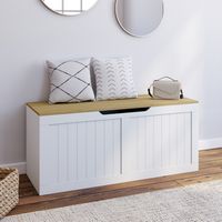 Baúl LEON de madera y blanco 100 cm