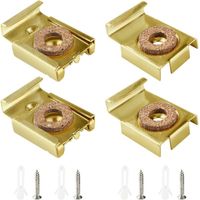 1 Sets (4 Pcs) Glass Wall Mount Kit, Mirror Hanging Clips, Mirror Mounting Clips, Wall Mirror Mount, with Wall Plugs and Screws, for Mirror, Gold