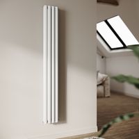 SONNI Radiateur à Eau Chaude Radiateur mural Radiateur tubulaire à double couche Connexion centrale de la vanne 180x23cm 746W Blanc