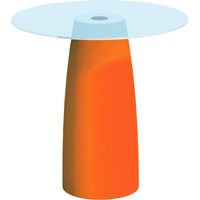Couchtisch Break Cromia aus Harz mit Glasplatte für den Außenbereich "Made in Italy" Einfarbig Ø 70 cm -Orange / 90 cm