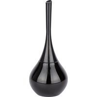 Wenko – Brosse WC Flakon – Porte-brosse fermé en céramique et plastique – Tête remplaçable – Fibres résistantes et flexibles – Noir – 17 x 42,5 cm