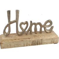 Schriftzug "Home" Alu auf Holzfuß, groß