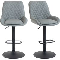 HOMCOM PU Leather Padded Bar Stools Set of 2 with Metal Base Light Grey