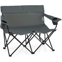 COSTWAY Oversized Double Camping Chair 2-Person Heavy Duty Lawn Chair-Grey