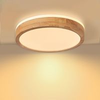Plafonnier LED - Bois Chêne - 24 W - 3000 K - Ø300 mm - Pour Salon Chambre Cuisine Bureau - 1 Pièce