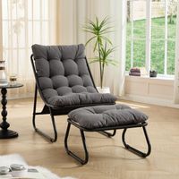 Chaise longue de jardin — avec repose-pieds — rembourrée — chaise longue d'extérieur en acier — convient aux patios, balcons et salons