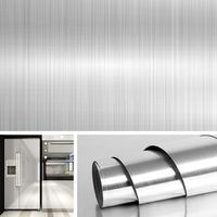 APEX Papier Peint Adhésif en Acier Inoxydable de 60CM5M Effet Nickel Brossé Film Adhésif pour Meuble Cuisine Crédence Réfrigérateur