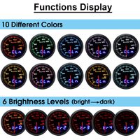 Indicateur de pression d'huile universel Eluto 2 ''52mm 12V avec capteur 10 couleurs LED visage teinté PSI Fantablau