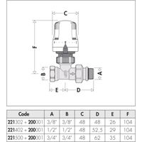 Thermostatisches Ventil mit geradem 3/8" Anschluss Caleffi 221302 3/8"