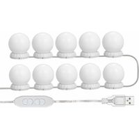 Kit D'Eclairage Miroir Led Pour Coiffeuse, Avec 10 Ampoules Reglables, 10 Luminosite Et 3 Modes D'Eclairage, Type Usb, Blanc - Blanc