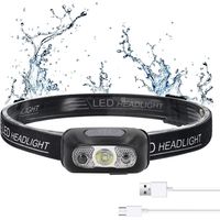 Lampe Frontale LED USB Rechargeable Puissante Super Lumineux, Torch Frontale avec 500 LM, 3 Modes d'Éclairage, IPX1 Étanche, Détecteur de Mouvement Lampe pour Enfants,Running,Lecture etc