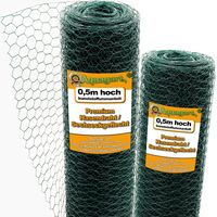 60 m grillage à maille hexagonale, grillage de poulailler, grillage de clôture pour lapins, grillage de clôture pour lièvres, vert, grillage pour clapiers à lapins 50 cm