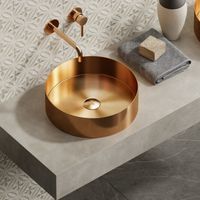Lavabo da appoggio rotondo in acciaio inox finitura oro rosa KVE-380GR kamalu