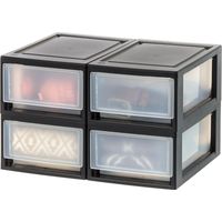 Iris Ohyama, Cassetto di stoccaggio, Torre di stoccaggio in plastica per ufficio, Set di 4, MSD-1, nero