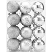CASARIA® Set de 24/48 Bolas para árbol de Navidad Ø6cm Decoración variada Adorno navideño - Varios colores Silver 24 pcs Set (en)