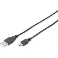 Digitus USB-Kabel USB 2.0 USB-A Stecker, USB-Mini-B Stecker 1.00 m Schwarz Rund, doppelt geschirmt