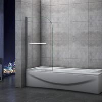 Aica Sanitaire – Pare-baignoire 70x130cm pivotant 180° – Verre sécurit 5mm – Aluminium chromé – Installation gauche/droite