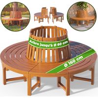 Casaria – Banc de jardin circulaire en bois d'eucalyptus certifié FSC – Diamètre 160 cm – Résistant aux intempéries – Design moderne