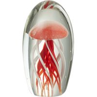 Grand presse-papier méduse rouge en verre 16 cm