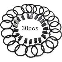30 Stück Gardinenringe mit stabilen Metallclips, rostfrei, für Gardinenstangen, 32 mm Innendurchmesser, schwarz