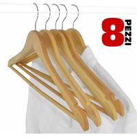 Set 8 Grucce In Legno Con Asta Per Pantaloni 43 x 26 Cm ( Confezione 8 Pezzi )